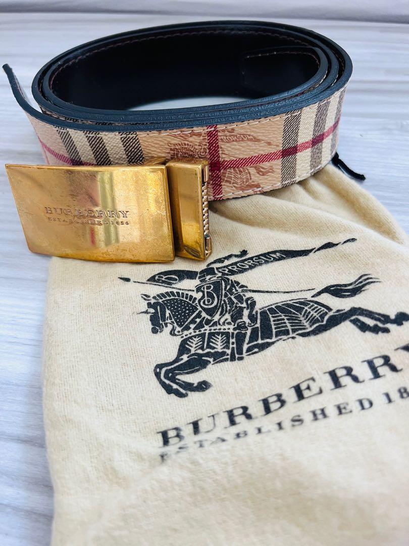 Burberry belt hot sale gold buckle
