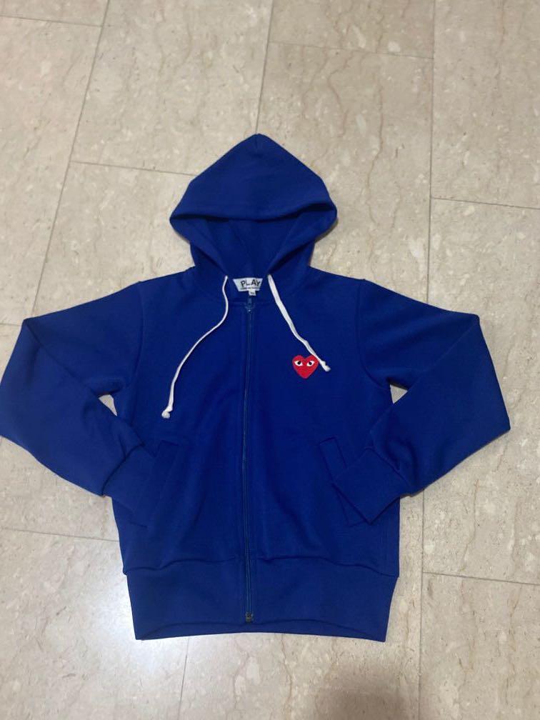 CDG Blue Hoodie Women s Fashion Coats Jackets and Outerwear on