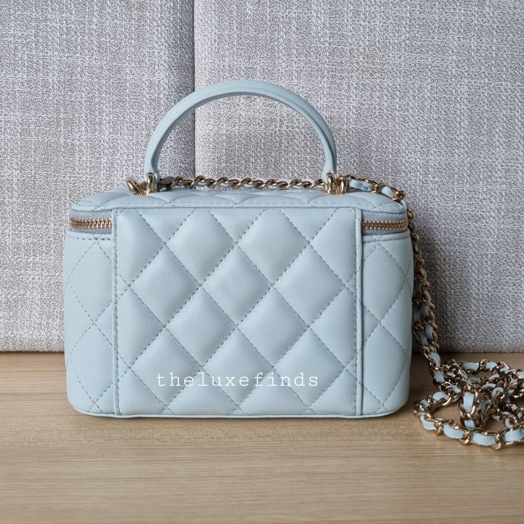 Chanel Small Light Blue Vanity Bag  Rent Chanel Handbags for $195/month