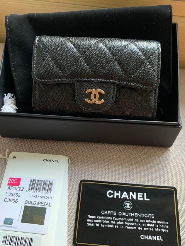 Chanel Flap Card holder Seasonal  Black Caviar Light Gold Hardware   loveholic