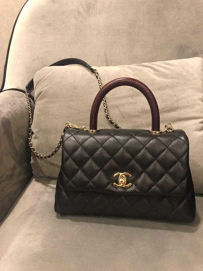 Chanel coco handle in caviar leather, small size, Luxury, Bags & Wallets on  Carousell