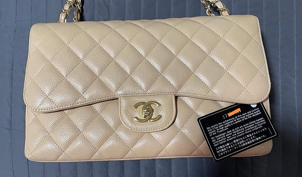 Chanel jumbo double flap beige caviar, series 17, ghw, complete set with  zeko ecert, Luxury, Bags & Wallets on Carousell