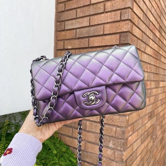 Chanel - Purple Iridescent Quilted Lambskin Rectangular Mini