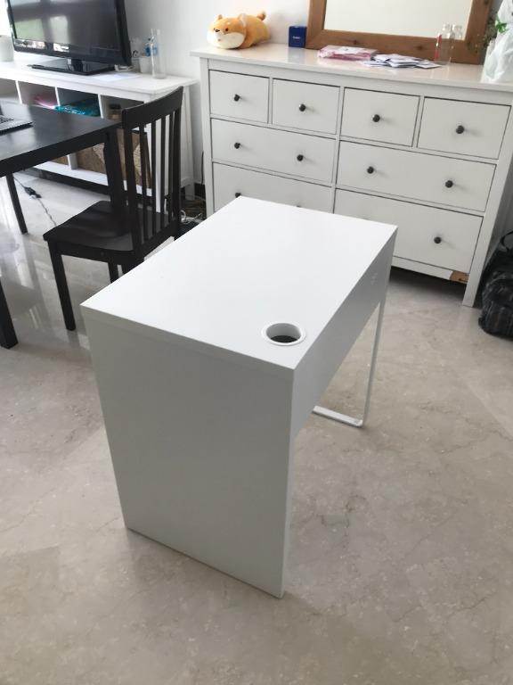 Clean Bright White IKEA Table with Drawer, Furniture & Home Living