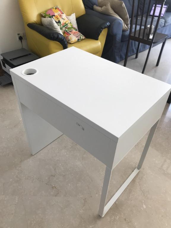 Clean Bright White IKEA Table with Drawer, Furniture & Home Living