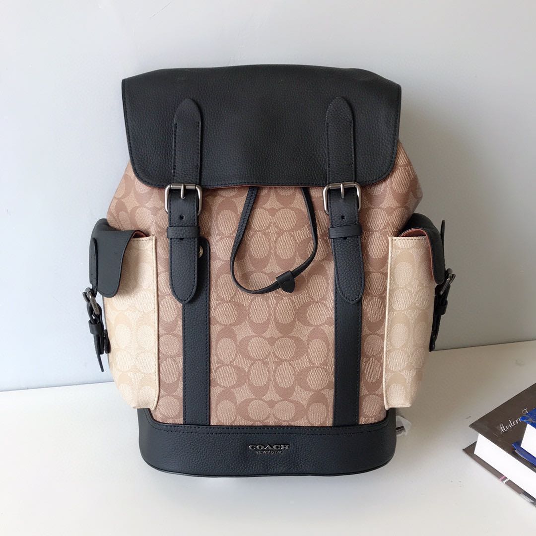 Coach Hudson Backpack In Blocked Signature Canvas, Men's Fashion, Bags