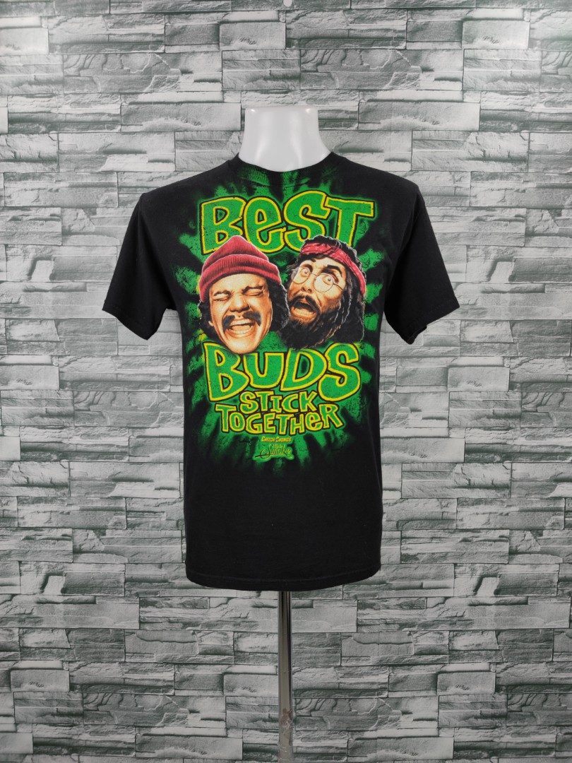 Comedy Duo Cheech Choong Best Buds Stick Together Black Shirt ...