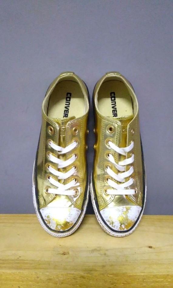 Converse Shoes Metallic Gold Chucks Women s Fashion Footwear