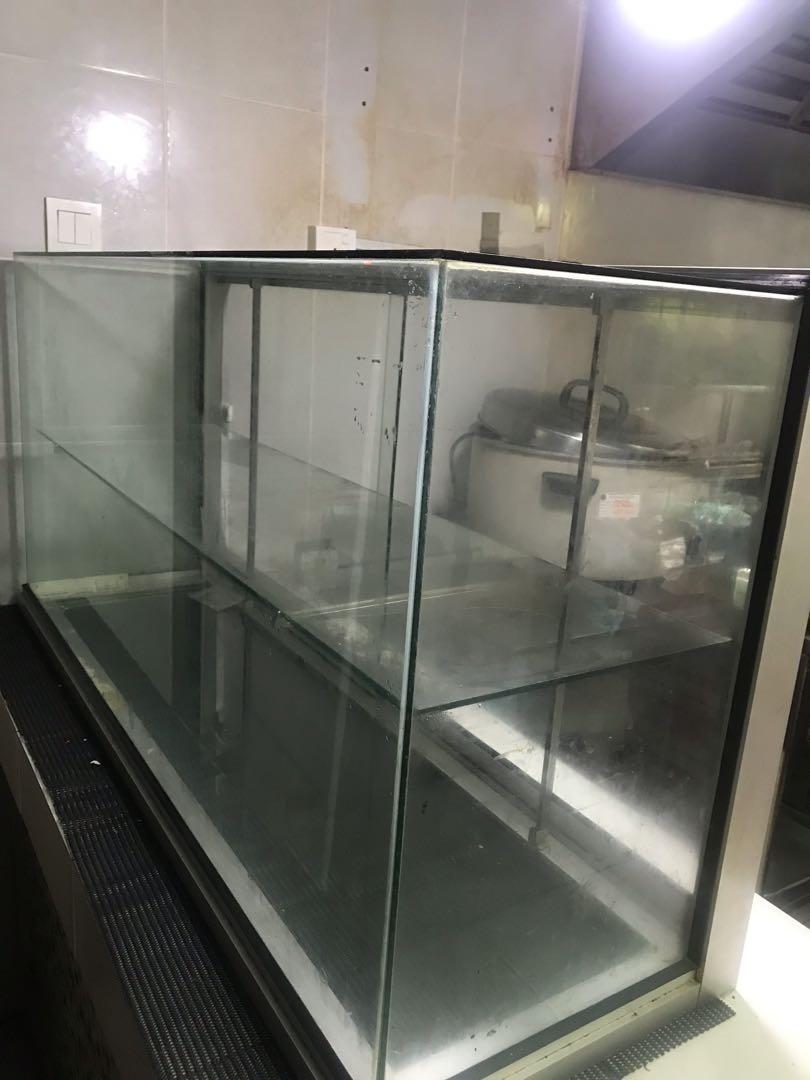 Custom made 2nd hand glass display, 4x2ft, ada sliding + 1 tingkat dlm