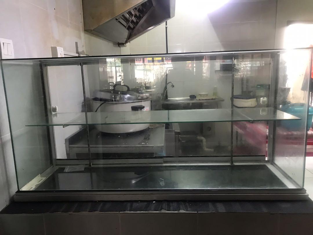 Custom made 2nd hand glass display, 4x2ft, ada sliding + 1 tingkat dlm