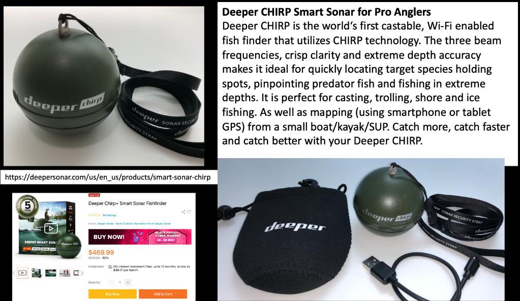 Deeper CHIRP Castable fish finder Smartsonar for sale. (lots of quality  accessories included), Sports Equipment, Fishing on Carousell