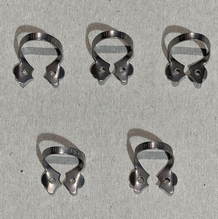 dental rubber dam clamps (Category: Medical Supplies & Tools) located in Manila. Submitted by binondodentist (Listing ID 1128491450, Image 3). Description: for sale: dental rubber dam clamps (Hu-friedy, Ivory, Hygenic brands) most clamps in 'like new' condition 8-2024 UPDATE: REFER TO 2ND PICTURE FOR TABULATED LIST OF AVAILABLE RUBBER DAM CLAMPS BY BRAND/BY MODEL/BY VARIANT available models - #0, #2, #W2A, #W3, #W7, #8A, #W8A, #9, #12A, #14A, #W1