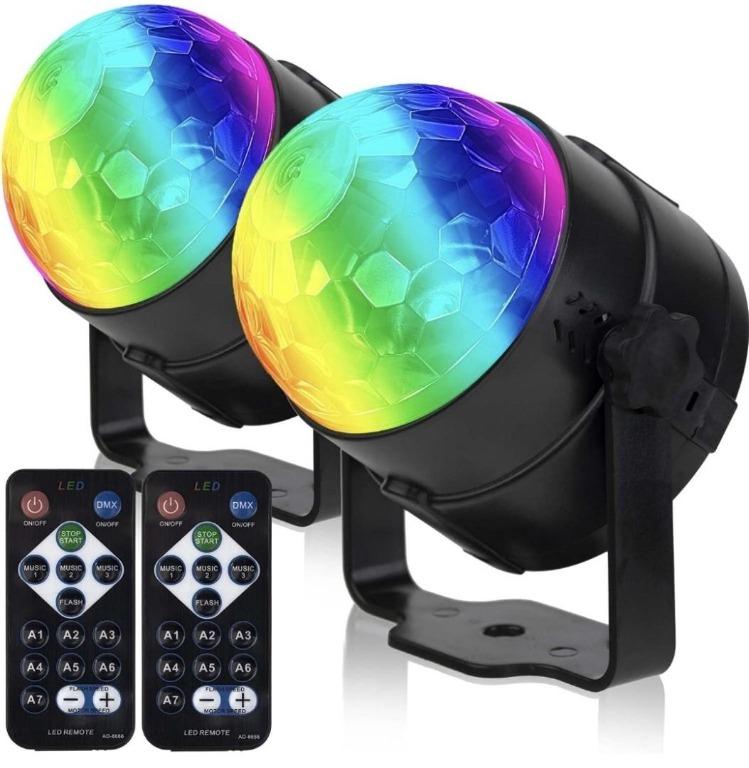 Dj Lighting Neewer 2-Pack Stage Light Sound Activated Party Lights with Remote Control 7 Modes Strobe Lamp for Home Room Dance Parties Birthday DJ Bar Karaoke Xmas Wedding Show Club RBG Disco Ball 