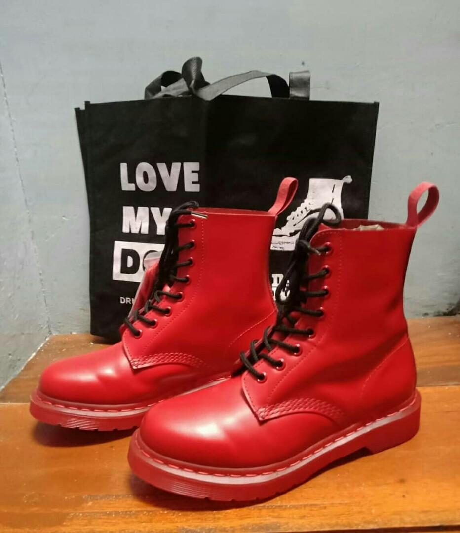 bright red doc martens