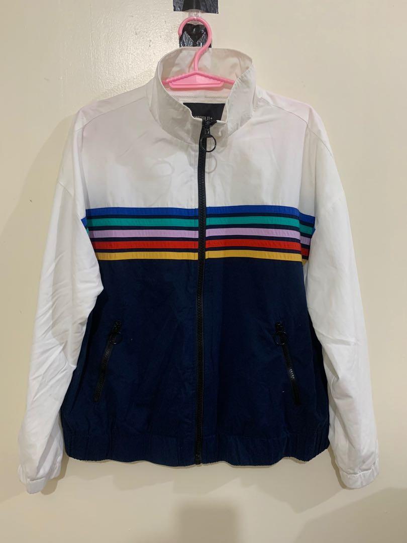 Forever 21 rainbow windbreaker discount