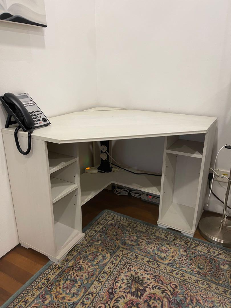 IKEA Corner study table white, Furniture & Home Living, Furniture