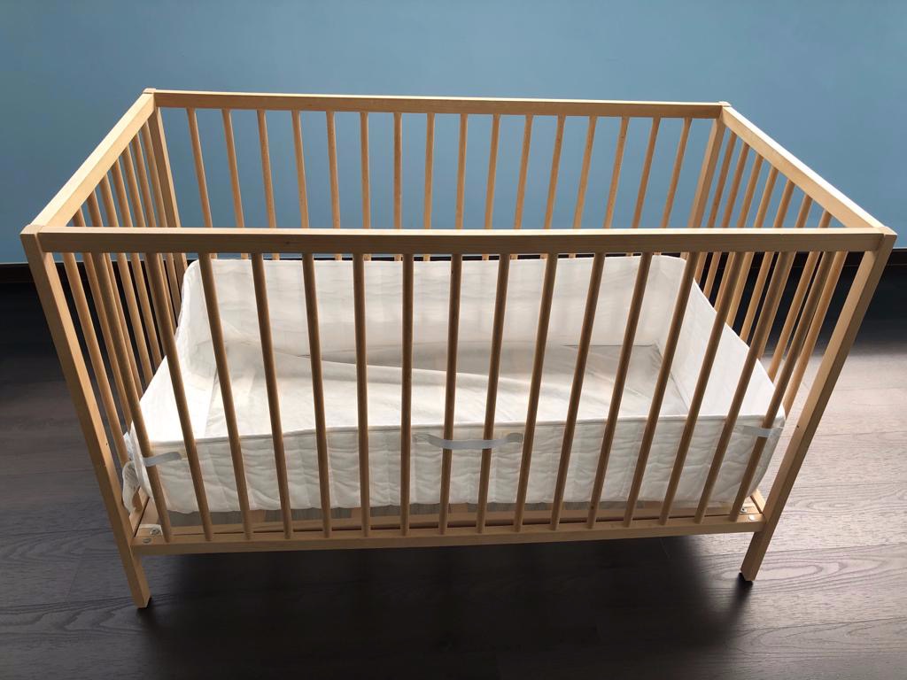 Ikea Cot with Bumper Pad, Babies & Kids, Baby Nursery & Kids Furniture