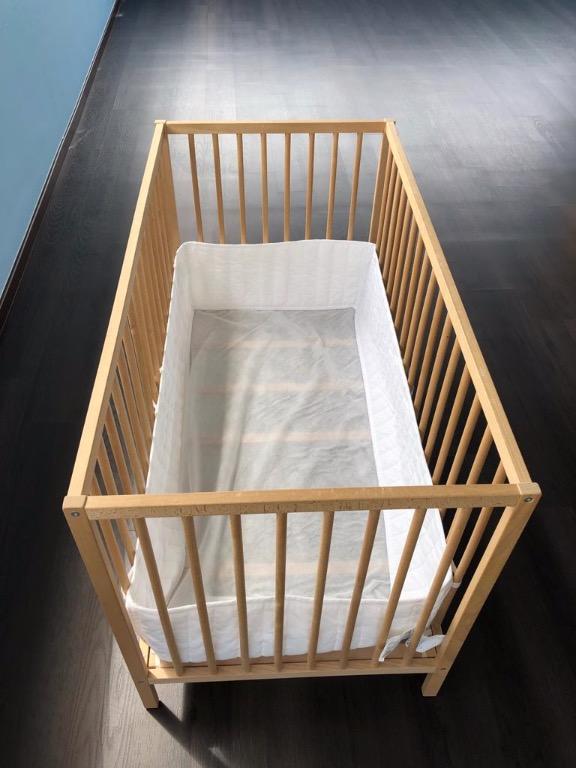Ikea Cot with Bumper Pad, Babies & Kids, Baby Nursery & Kids Furniture, Cots & Cribs on Carousell