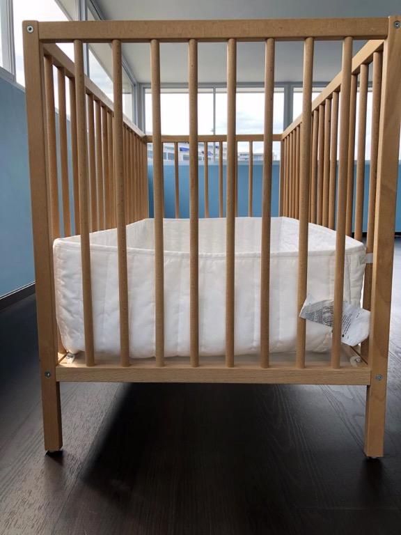 Ikea Cot with Bumper Pad, Babies & Kids, Baby Nursery & Kids Furniture, Cots & Cribs on Carousell