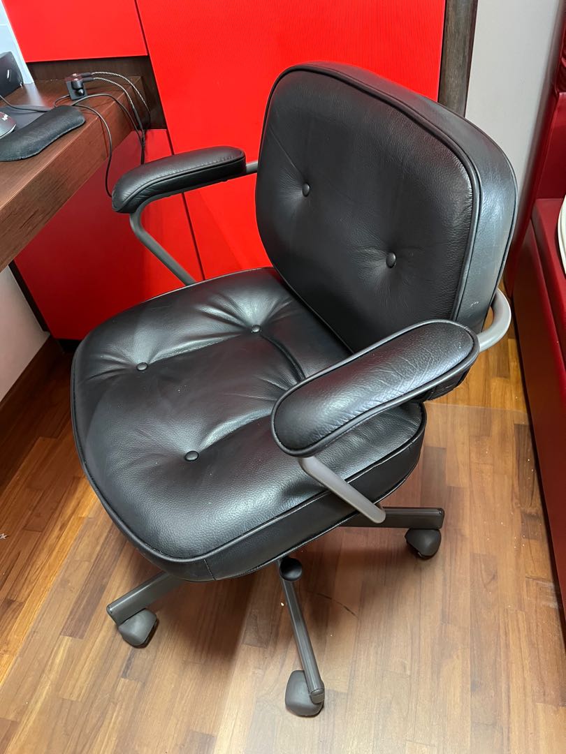 IKEA Office Chair (ALEFJALL) Genuine Leather with Free Floor Protector