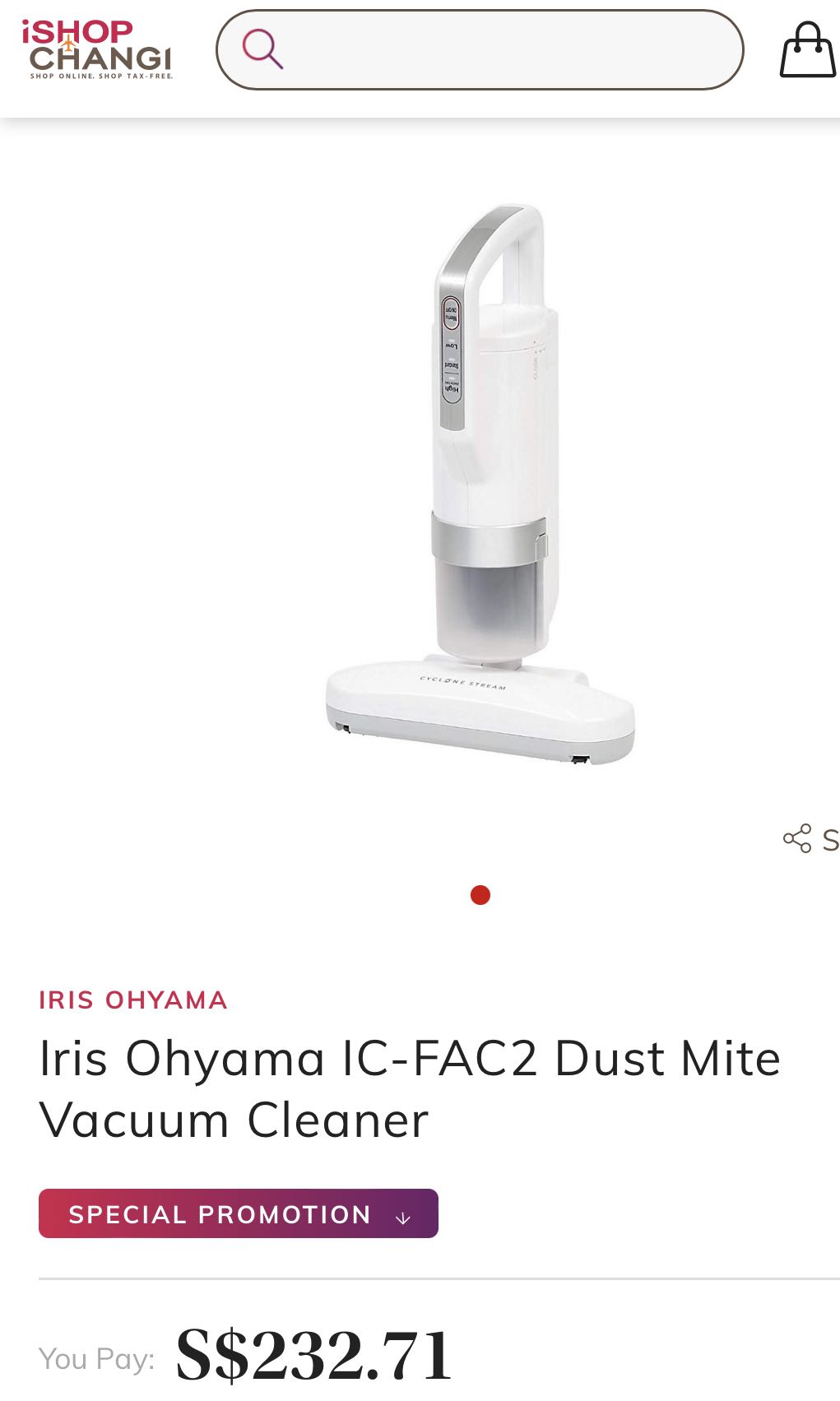 Iris Ohyama IC-FAC2 Dust Mite Vacuum Cleaner, TV & Home Appliances, Vacuum  Cleaner & Housekeeping on Carousell