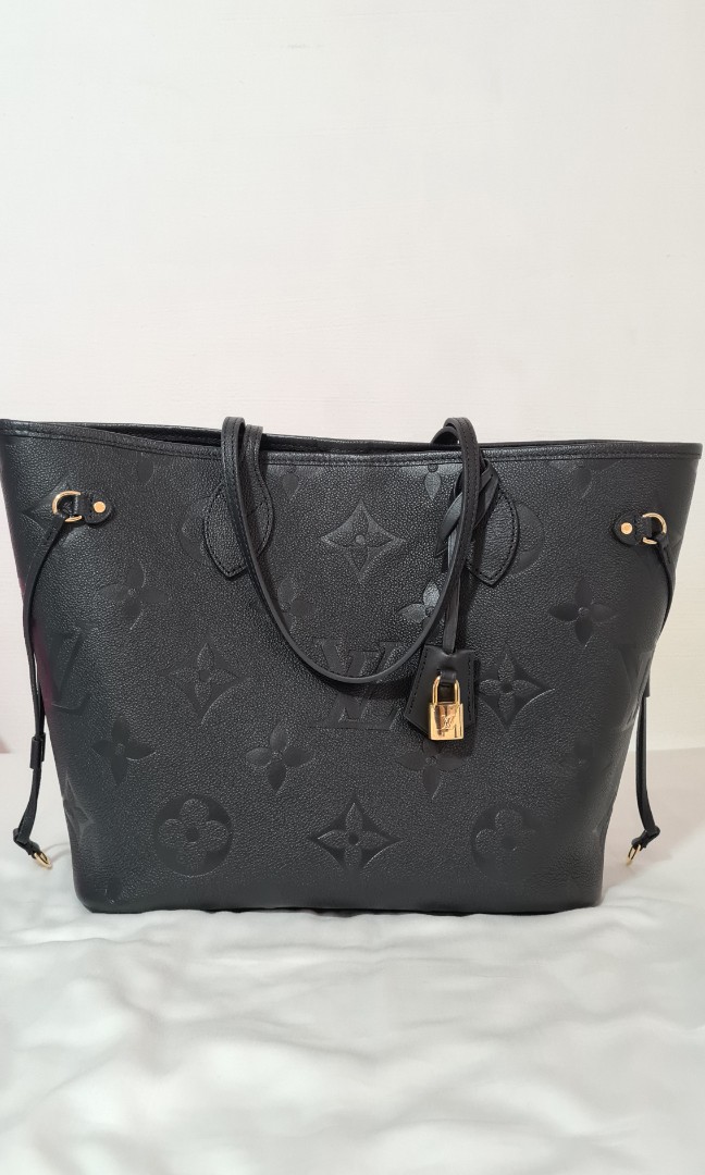 Louis Vuitton Neverfull MM Bag+Pouch Empreinte Lace Black/Pink M46040 NEW!