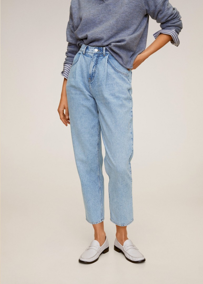 Mango mom jeans, Fesyen Wanita, Pakaian 