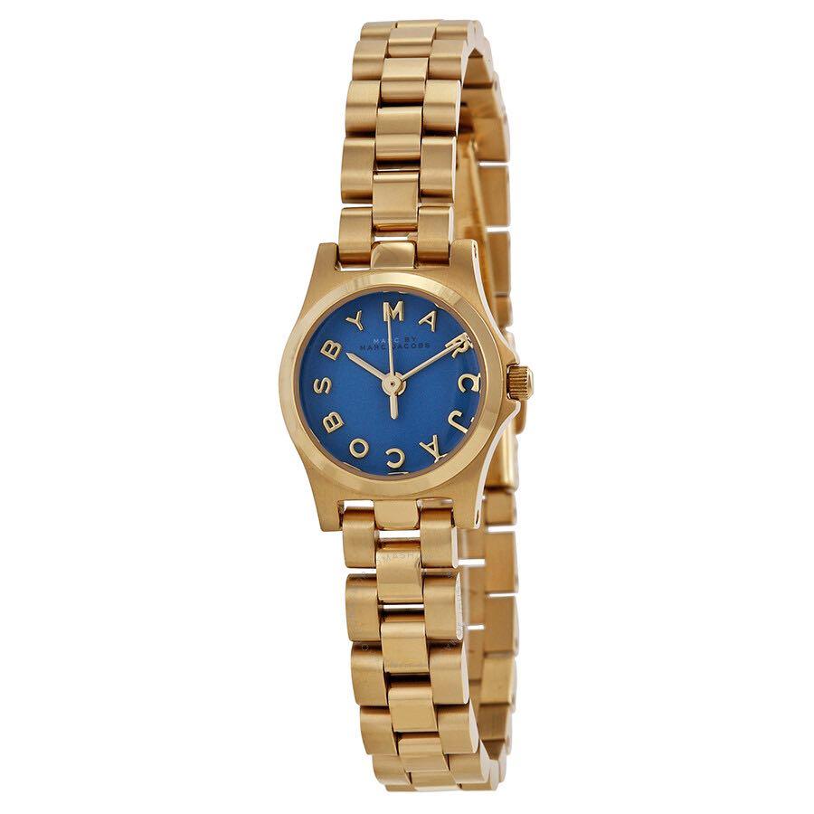 Marc Jacobs Henry Dinky Blue Dial Gold Tone Ladies Watch
