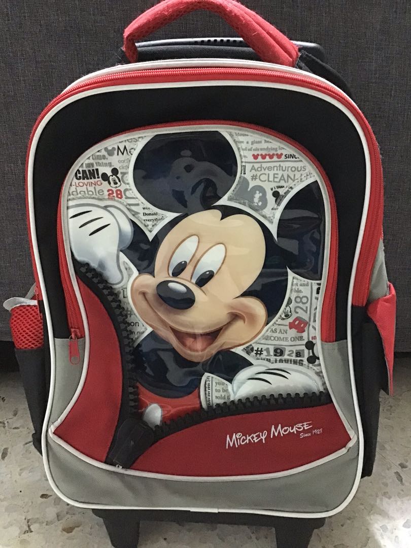 Mickey Mouse Roller Pull Rod School Bag with 35 cm height Babies