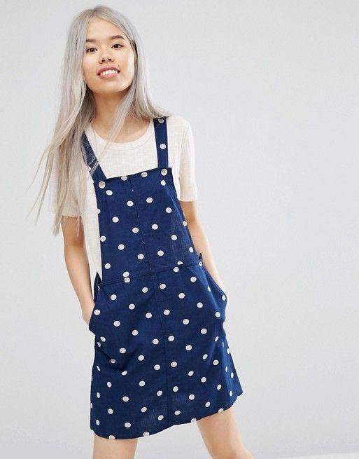 Monki Polkadotted Pinafore Women s Fashion Dresses Sets Dresses on Carousell