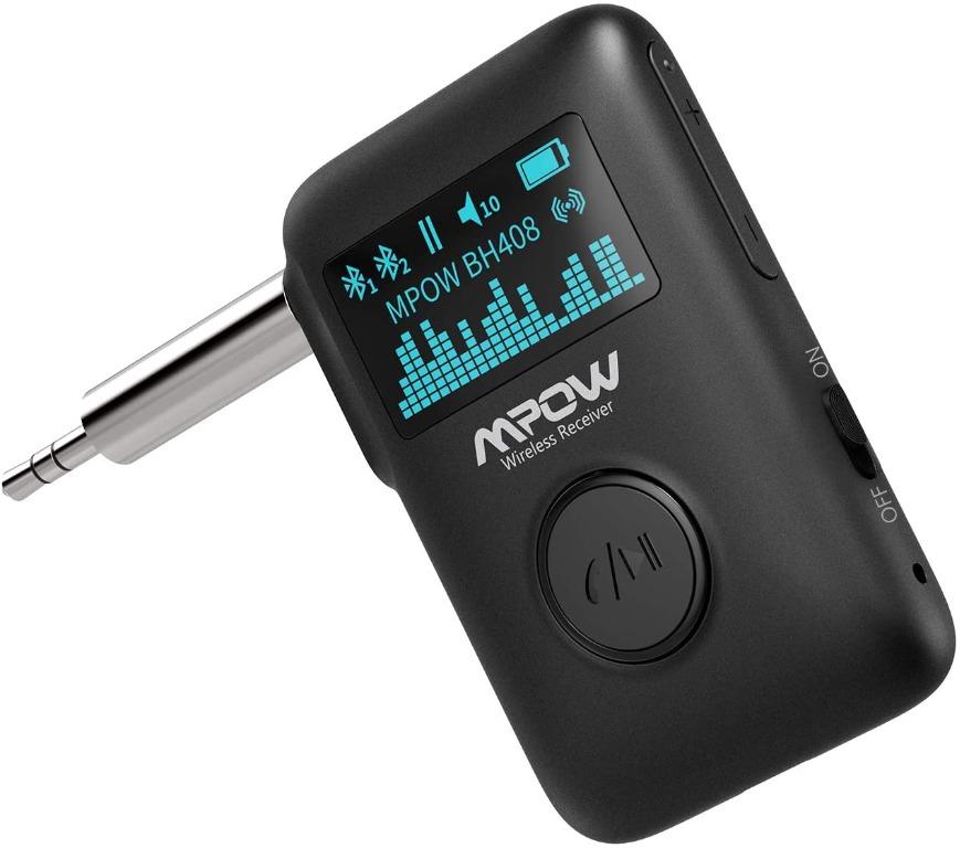 Mpow Bluetooth 5.0 Receiver, Bluetooth Aux with Display Screen,3D Surround, HandsFree Call, cVc