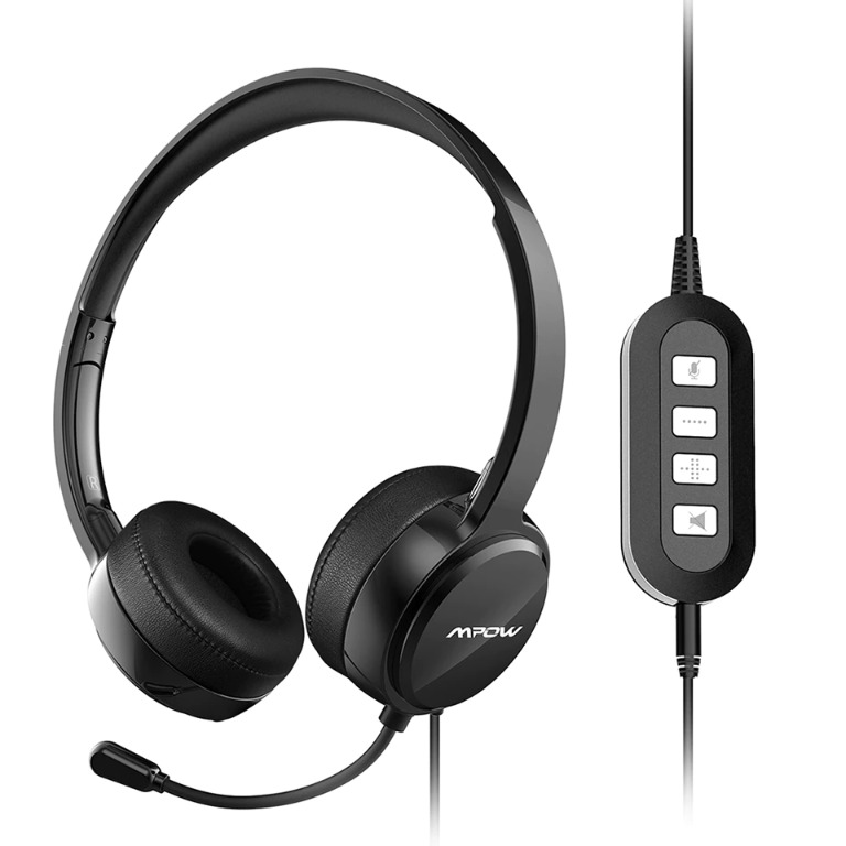 Mpow HC2 USB Headset 3.5mm Stereo Wired Headphone Computer Noise Cancelling Mic 