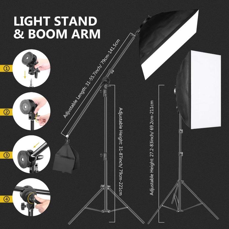 Neewer 3-Pack 2.4G LED Softbox Lighting Kit with Color Filter: 20