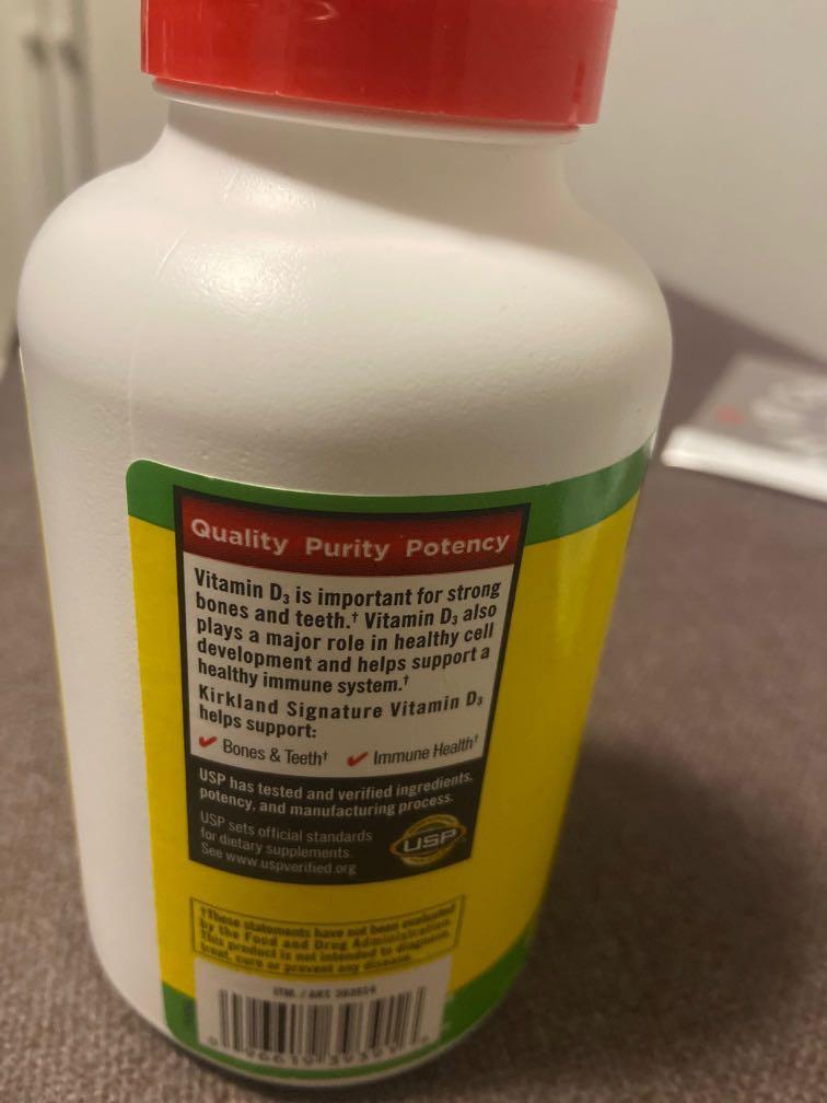 NEW unopened Vitamin D3 Kirkland 600 softgels, Health & Nutrition