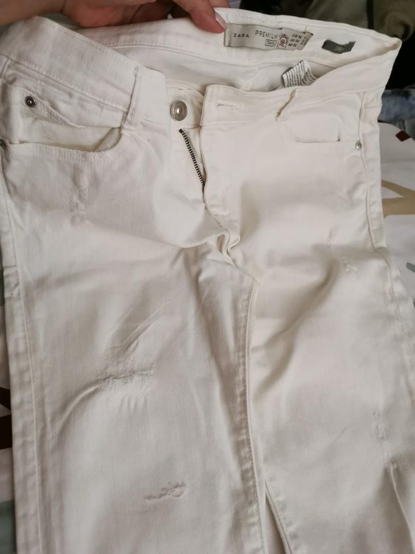 New Zara Skinny Ripped Jeans in White Women s Fashion Bottoms