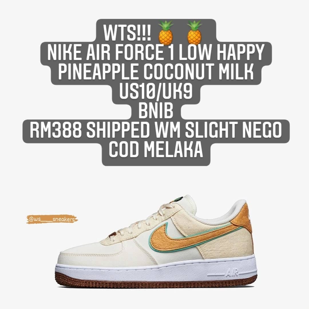 NIKE AIR FORCE 1 LOW HAPPY PINEAPPLE COCONUT MILK, Men's Fashion