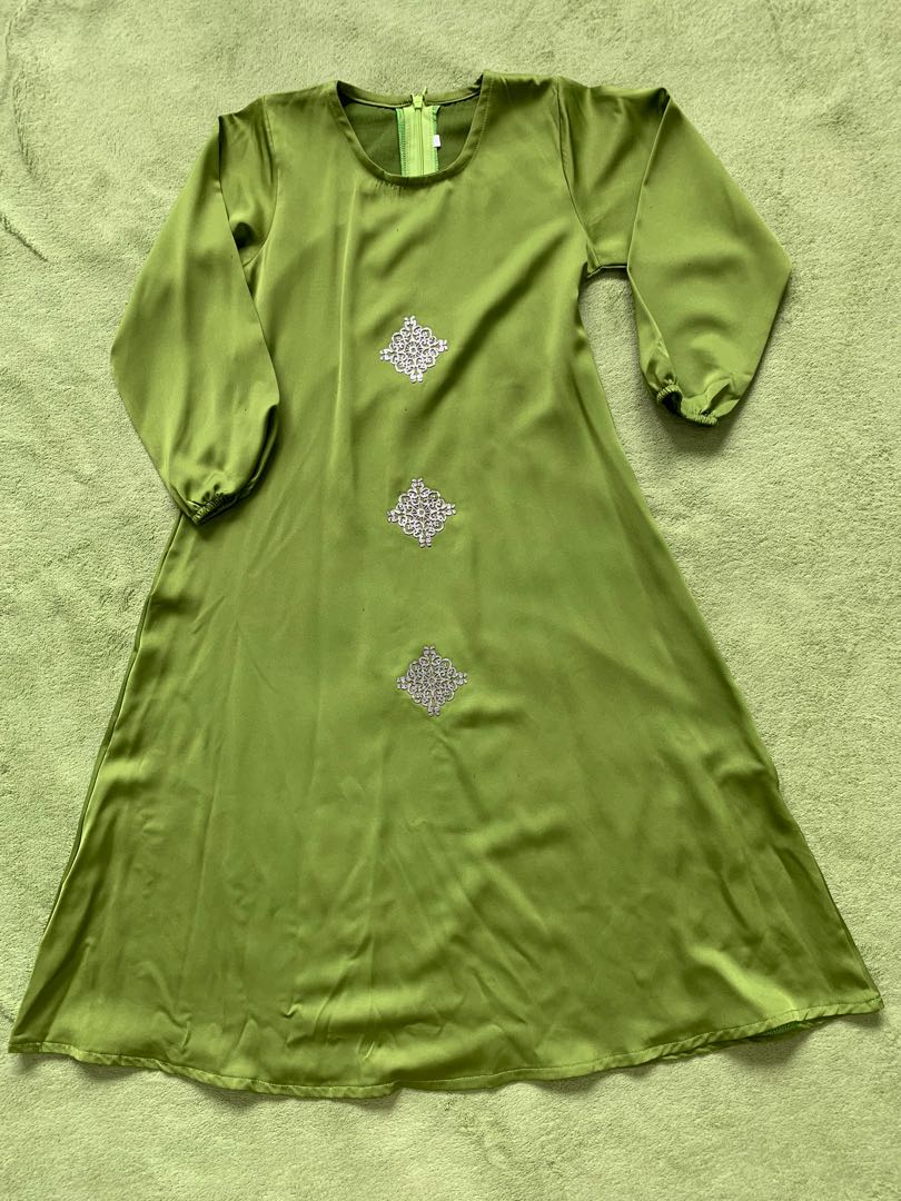 Olive green dress ideal for Hari Raya, Babies & Kids, Babies & Kids