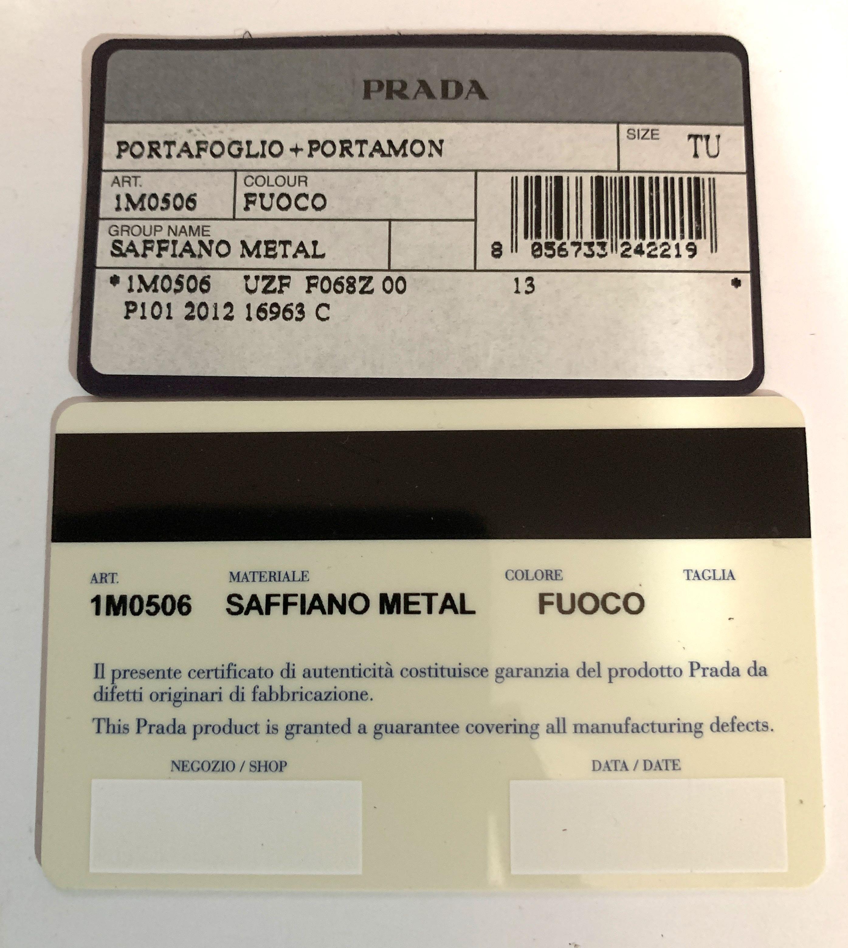 Prada Fuoco Saffiano Metal Leather Zip Wallet