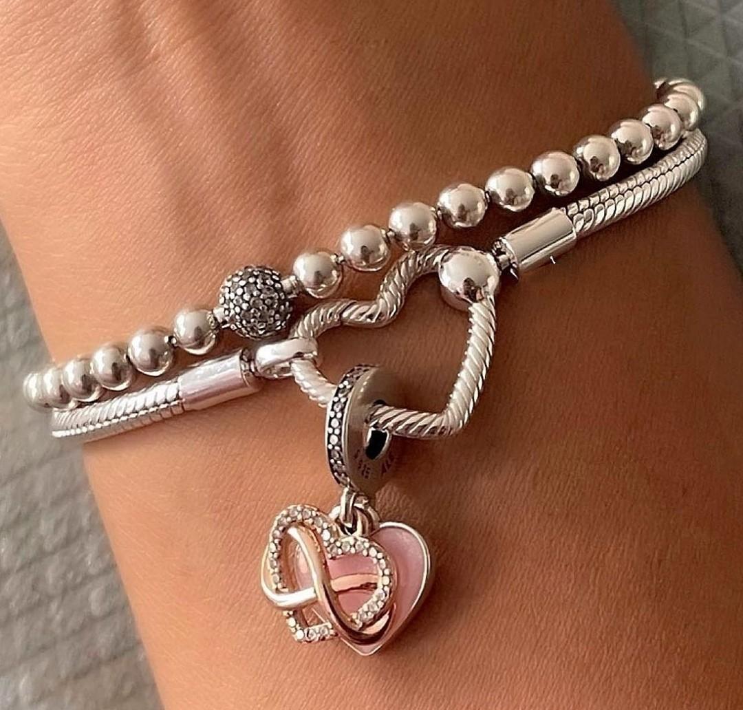 Pandora Moments Heart Closure Snake Chain Bracelet