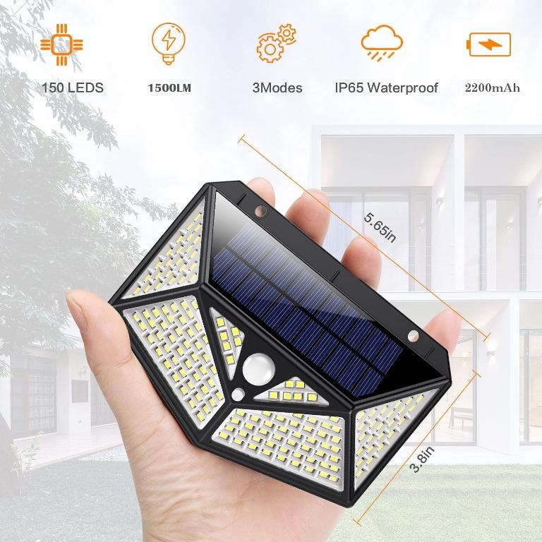 Solar Lights Outdoor 150 LED HETP 4 Pack 6 Side Illumination