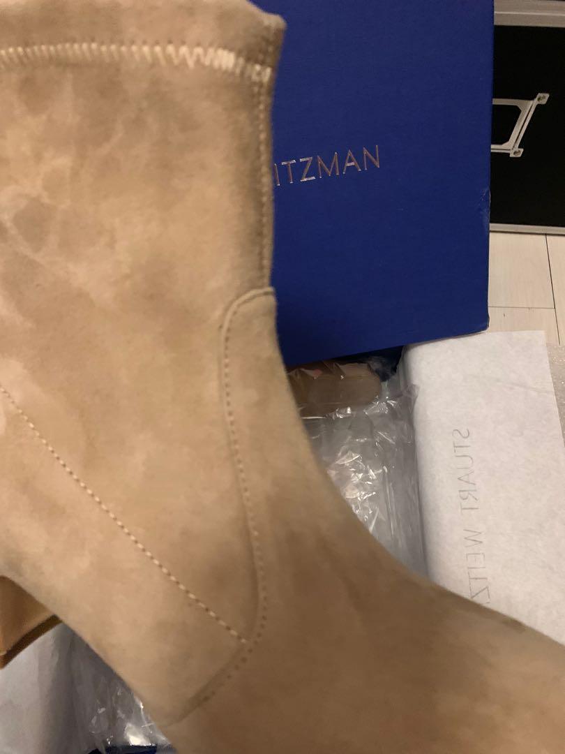 Stuart Weitzman Niki 6.0 stretch suede sock boots khaki