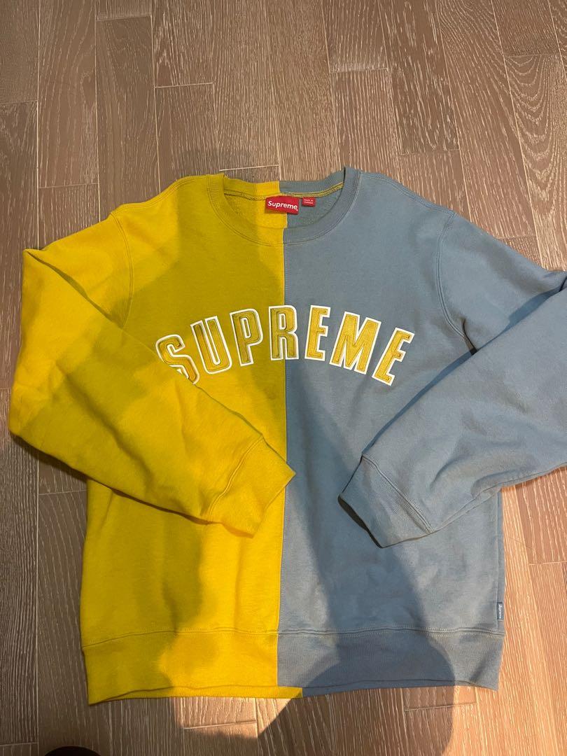 supreme split crewneck yellow