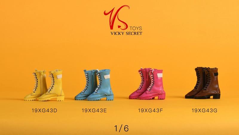 1/6 VSTOYS 19XG43B Red Female Leather Zipper Boots Hollow Shoes Model Toy 