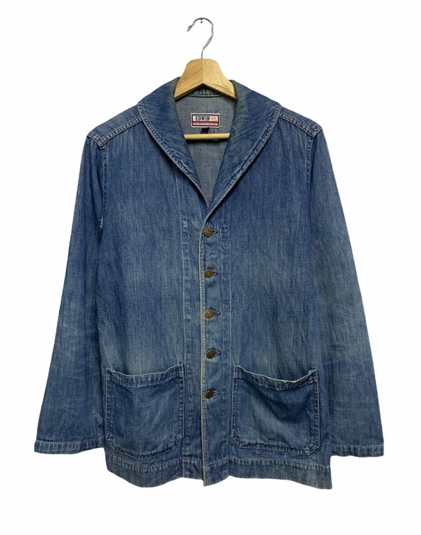 Shawl collar shop denim jacket