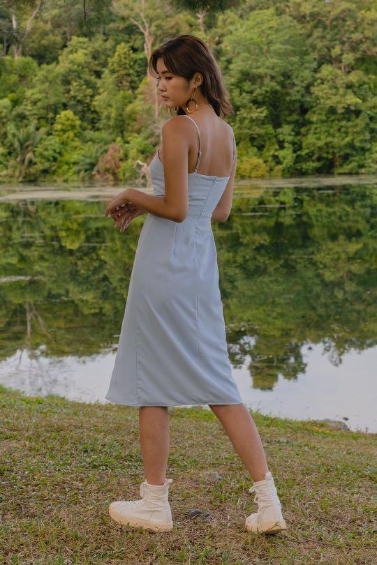 knee length dresses for ladies afterglow midi dress // white *restocked* – shop zoco main image 1