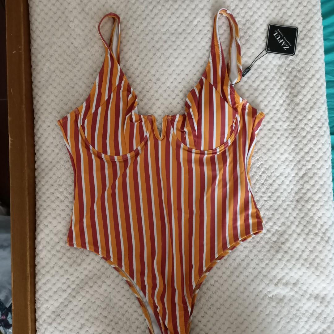 Zaful Orange and Red One Piece Women s Fashion Swimwear Bikinis