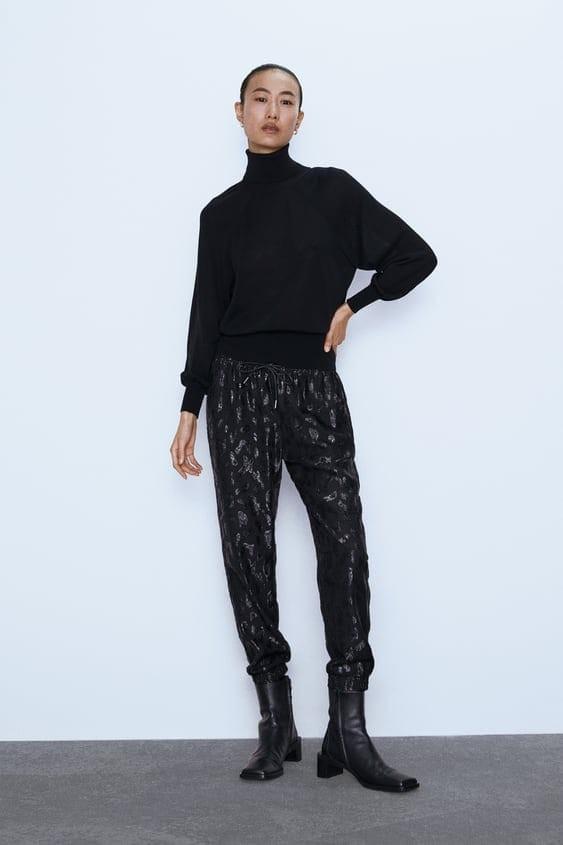 Zara textured jogging trousers, Fesyen 