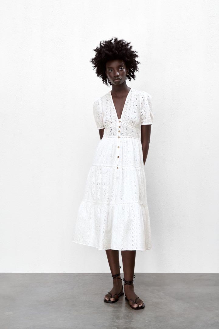 White eyelet clearance dress zara