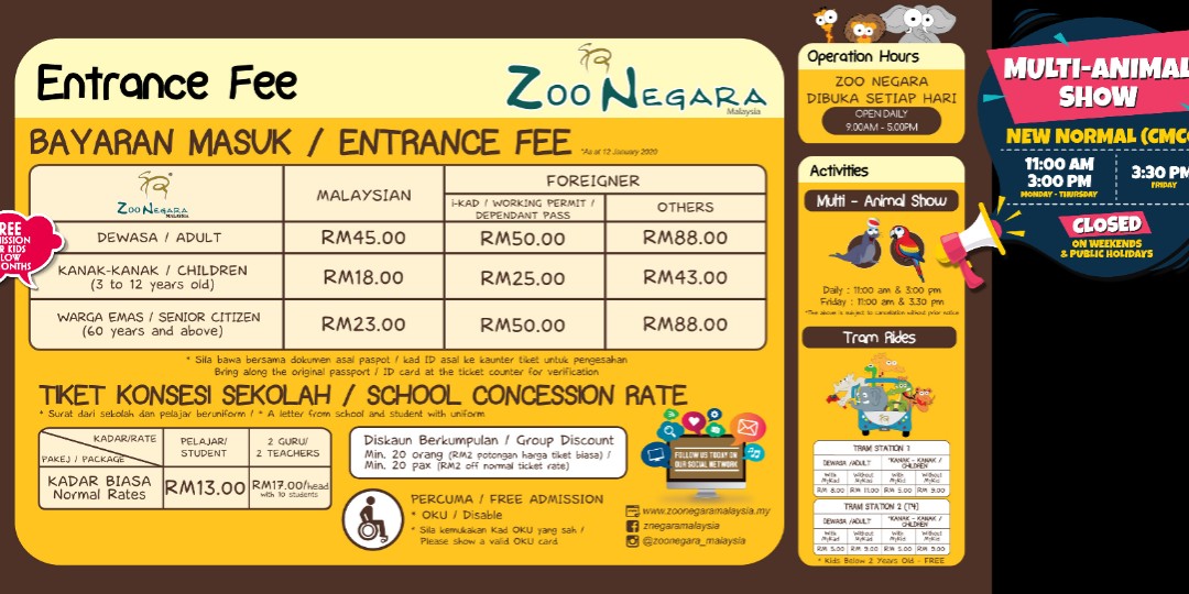 Zoo negara 2021 harga tiket Zoo Negara