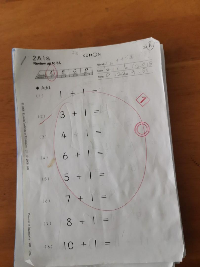 2A and 3A Kumon worksheets, Hobbies & Toys, Books & Magazines, Assessment Books on Carousell